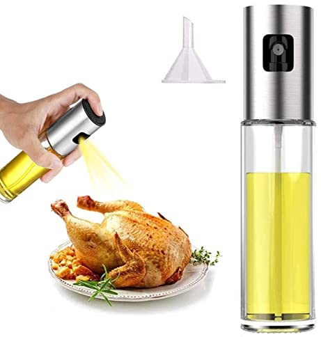 ChioSun Öl Sprayer Flasche, 100ml Essig Sprayer Spender, Dressing Spray Grilling Olivenöl Glasflasche, für Küche Kochen Salat Brot Backen BBQ (1 Pcs)