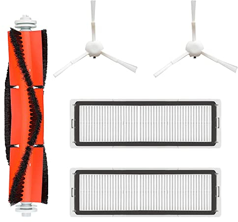 MIRTUX Pack de recambios compatibles con Xiaomi Mijia 1C STYTJ01ZHM MOP y Dreame F9. Kit de Accesorios de Repuesto para Robots Aspirador Xiaomi 1C. Cepillos Laterales y centrales y filtros.