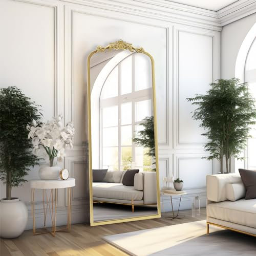 AIXI HOME Arendahl traditionell väggspegel i guldbåge, 56 cm x 165 cm snidad elegant rektangel badrumsspegel med antik utsmyckad metallram, barockinspirerad heminredning för sminkbord sovrum entré