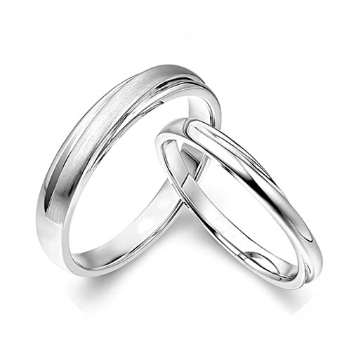 AMDXD 18 Karat 750 Weiß Gold Ringe, 1 Paar Eheringe Matte Design Verlobungsring, Damen 53 & Herren 62, Goldschmuck