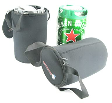 Bierfasskühler 5L aus 5-6mm dickem bestem Neopren mit Tragegriff und Reißverschluß (Schwarz)