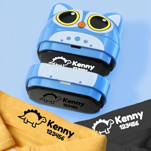 Name Stamp for Clothes Kids – Custom Washable Clothing Stamp, Personalized Name Labels for School, Washable Fabric Stamps,Double Ink (Black & White)
