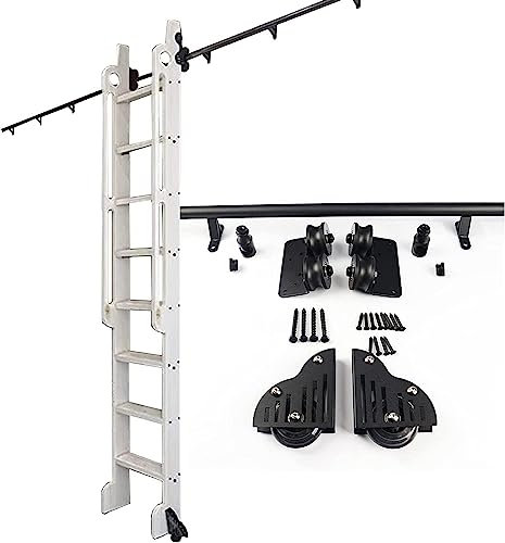 Schiebeleiter-Kit, rollende Bibliotheksleiter, Schienenschiene | Rollleitern für Bücherregale, Lager, Bar, Schrank-Set, Mobile Leiter-Hardware-Kit, für Loft Home Indoor (ohne Leite