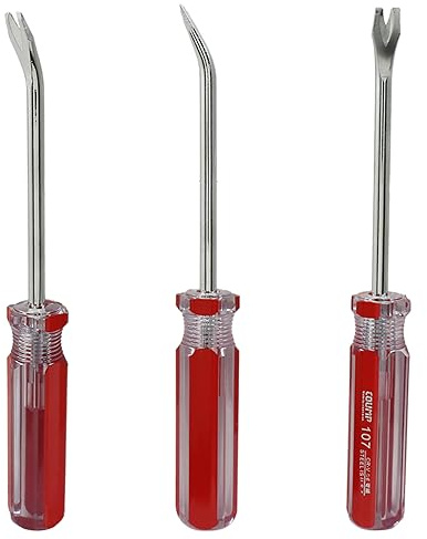 Bonsicoky 3 Pcs Tack Lifter Nail Puller, Elbow Head V Tip Nail Staple Rivet Tack Puller Screwdriver Tool, Length: 7.4