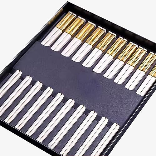 Bacchette Sushi Acciaio Bacchette Cinesi Acciaio Bacchette USA e Getta Set di 10 Bacchette in Lega Doppia Serie da 24 cm Antiscivolo Resistenti alle Alte temperaturebacchette Cinesi(Color:1,Size:)