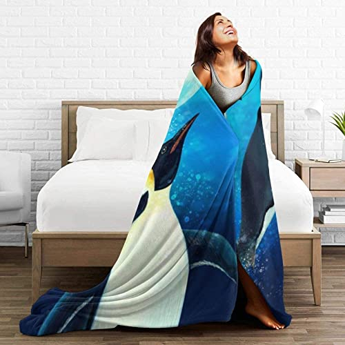 okoikfc Kuscheldecke Flauschig 220x240 cm 3D Süßer Pinguin Decke Fleecedecke - Wohndecke, Sofadecke XXL, Decke Couch Blanket, Kuscheldecke Große, Sofa überwurfdecke