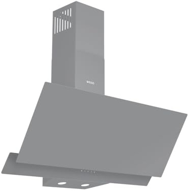 Wiggo A942G Dunstabzugshaube 90cm kopffrei I Abluft Umluft Dunstabzug 626m³/h - Touch-Display 4 Stufen I Energieeffizienzklasse A Schräghaube inkl. 2x Kohlefilter I Abzugshaube Glasfront grau