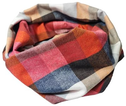 Britta Meier Unisex Baumwoll-Flanell Loopschal aus meiner Nähwerkstatt (Mehrfarbig Karo)