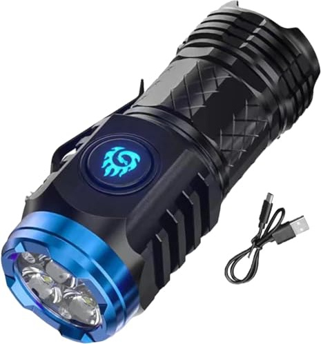 Mini Lampe de Poche Monstre À Trois Yeux | Lampe de Poche Tactique LED de 3 Pouces | Lampe Torche Rechargeable avec 5 Modes&3 Niveaux de Luminosité | Lampe Flash de Poche Étanche pour Camping (Noir)