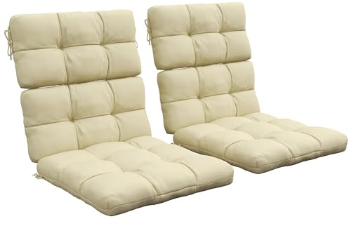 Outsunny 2pc Outdoor Seat Cushions with Backrest, Ties, Water Repellent Seat Pads for Chair, Garden Patio, Beige