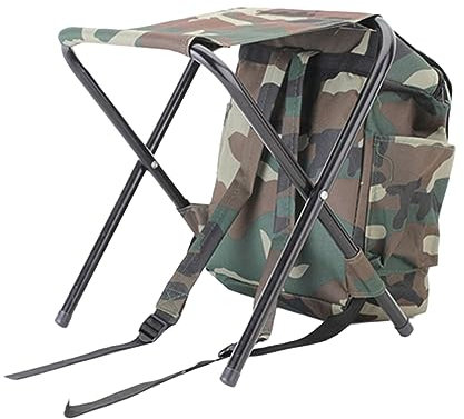 CHUDOU 2 1 zusammenklappbarer Hocker, zusammenklappbarer Campinghocker, Dual-Use-Paket, Klapphocker, 2-in-1-Rucksack, Tarnung