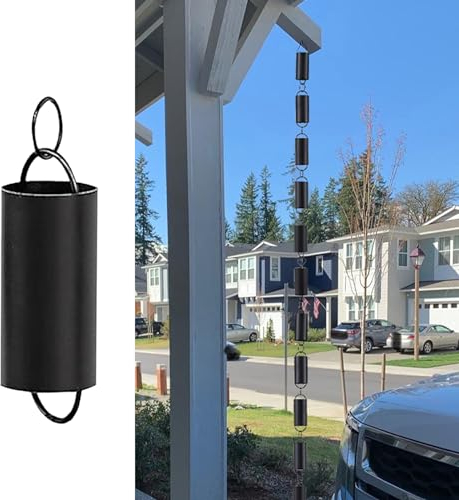 Blazea Regenablaufkette Dekorative Regenrinne Schwarz, Pergola/Pavillon/Terrasse Regenwasserauffangkette, Metallregenketten-Fallrohr, Einfache Installation (Size : 3m (10ft))