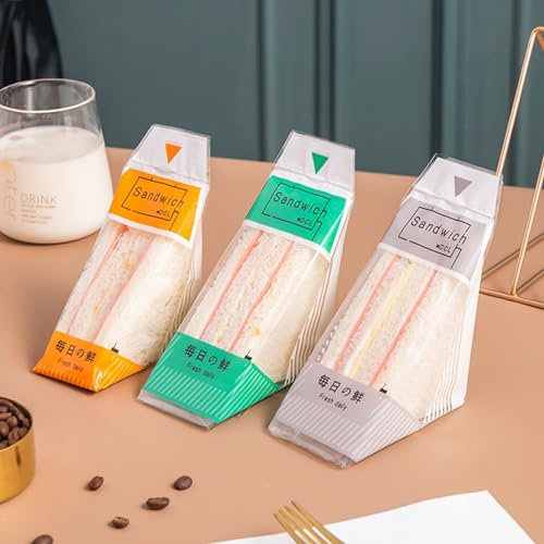 100 Stück Kunststoff Sandwiches Wrapper, Einweg Transparente Sandwich Dreieck Bäckerei Verpackung, leicht zu zerreißen für Sandwiches