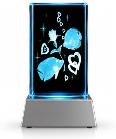Kaltner Präsente Stimmungslicht - Das perfekte Geschenk: Kristall Glasblock / 3D-Laser-Gravur/Ich liebe Dich Geschenke für Frauen, Geschenk für Paar, Jahrestag, Hochzeitstag, Valentinstag