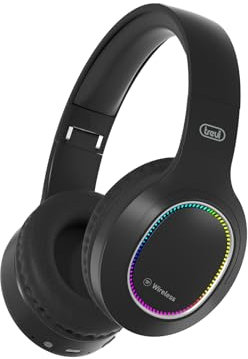 Trevi DJ 12E60 BT, Cuffie Wireless Stereo con Microfono Incorporato e Pulsante di Risposta alla Chiamata, Comode e Pieghevoli, Micro SD, AUX-IN, Batteria Ricaricabile, Autonomia 7-9 ore, Nero