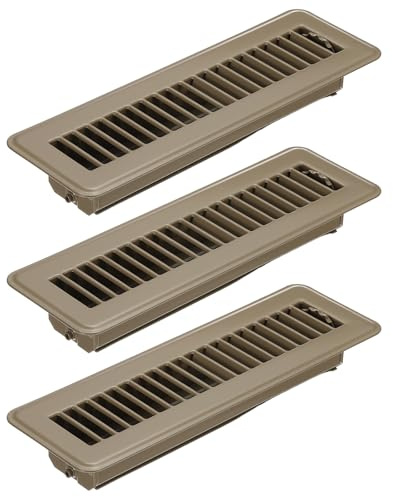 PATIKIL 10 X 2 Pulgadas Rejilla de Suelo, 3 Piezas Cubierta de Ventilación de Aire Resistente de Acero Ajustable Decorativa Rejillas de Suelo Fáciles de Ajustar, Marrón