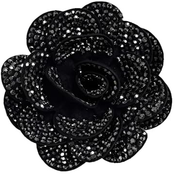 Broche en tissu en forme de fleur de rose en strass - Épinglette de fleurs de camélia en cristal de 7 cm, bijoux de luxe corset de mariage, cadeau pour femme pour elle, accessoires de mode, Medium,