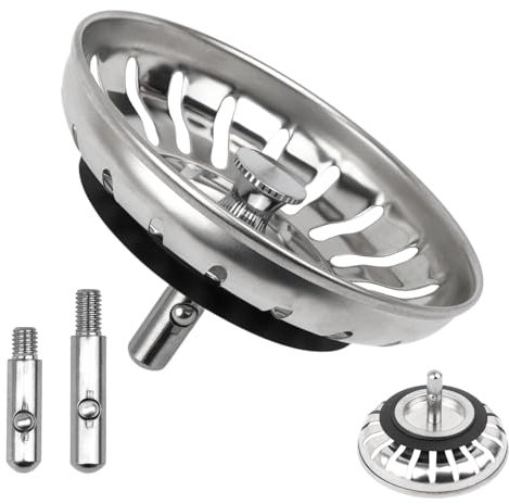 Universal Spüle Stöpsel 80 mm Siebkörbchen Spülbecken Waschbeckenstöpsel Abflussstopfen aus Edelstahl Sieb für Küche Spülbecken (1 Stück)