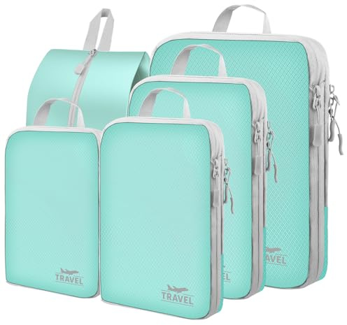 Compression Packing Cubes, Travel Essentials Luggage Organizer Bags for Suitcase, Durable Compression Travel Packing Cubes for Carry on Backpack