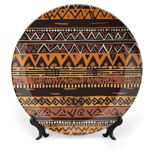 Assiette décorative en porcelaine anglaise africaine de 25,4 cm avec présentoir - Assiettes décoratives pour présentation - Assiettes en porcelaine pour suspension murale - Vaisselle chinoise