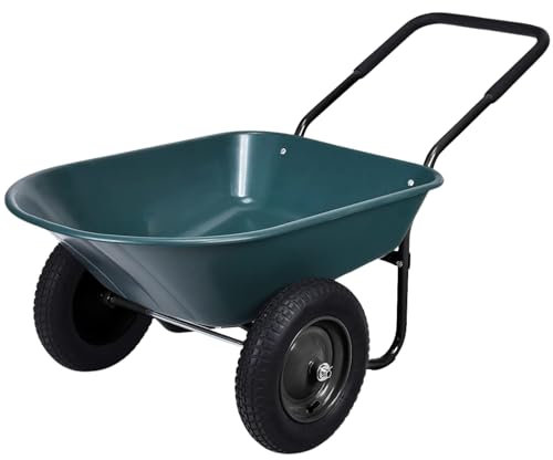 BRICOMED | Carretilla Jardin | 124x66x70,5 cm | Carretillas de Acero Robusto Recubierto De Polvo Epoxi, Capacidad De 100L Y 120 kg, Neumáticos | Carretilla De Carga Jardin | Carretilla de Jardin