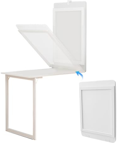 HRXQ Tavolo Da Muro Pieghevole 90x60cm Bianco Tavolo Pieghevole Da Muro, Scrivania Pieghevole A Muro, Tavolo Da Pranzo, Tavolo Da Cucina, Multi-funzione/Portatile/Risparmiare Spazio