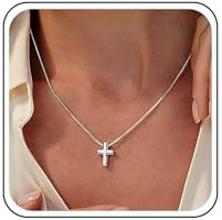 TseenYi Cruz Colgante Caja Collar De Cadena De Plata Cruz Gargantilla Collar Pequeño Crucifijo Colgante Collares Mini Crucifijo Encanto Caja De Enlace Collares De Cadena