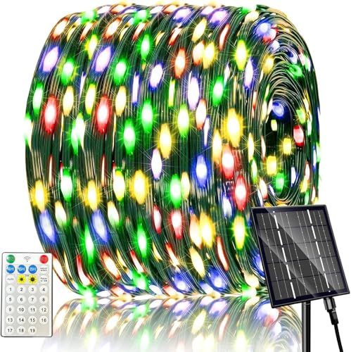 Yorezcop Luci Natale Esterno Solare, Catena Luminosa a 600 LED, 62M 19 Modalità, Luci di Natale da Esterno, IP65, Impermeabile, luci Solari da Giardino per Esterni Illuminazione Natalizia(colorato)