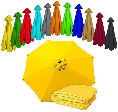 FMCAGNGAKP Toile De Rechange pour Parasol Déporté 200/270/300/350cm Housse De Rechange pour Parasol À 6 Baleines/8 Baleines, Tissu De Rechange pour Parasol D'extérieur(Yellow,(8Rib) 3.0m/10ft)