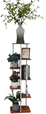 honzhaoyu Blumenständer Pflanzenständer Blumenregal Pflanzenregal Regal Blumenbank Blumentreppe Pflanzentreppe für mehrere Pflanzen Holz Metall Innen Außen Mehrstöckiger Balkon (Zeitlos-Eiche)