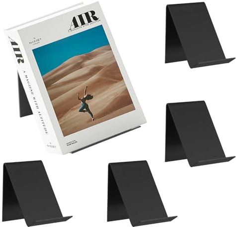 Lot de 5 supports de livre en acrylique - Noir - 13 x 11,5 x 10 cm - Support de présentation incliné - Petit serre-livres pour livres, photos, albums photo, livres d'images