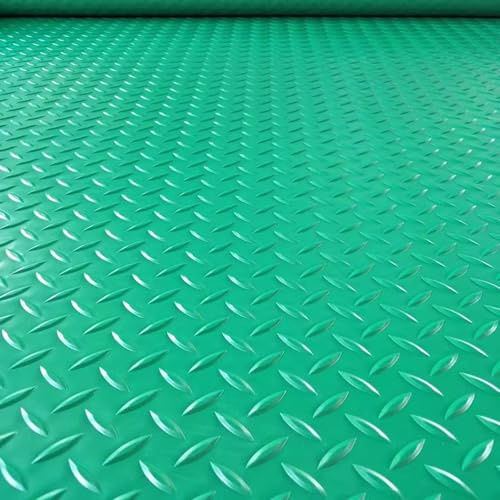 KFGISD, Workshop Diamond Plate Runner Mats 2.3mm Thick, Waterproof Rubber Garage Floor Covering Mat Roll,Rubber Garage Floor Mats(Green,1.4x6m/4.6x19.7ft)