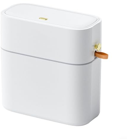 Pattumiera da 10 l, con pedale e chiusura automatica, per cucina, bagno e soggiorno (10 l, bianco)
