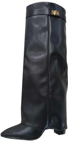 Generisch Stivali sopra il ginocchio da donna Slouchy Boots – Elegante punta punta punta plateau tacco lungo ginocchio stivali alti inverno caldo tempo libero pelle moda comfort dressy stivali