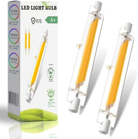 ZJZG R7S LED 78mm Bulb Dimmable, Warm White 3000K 500LM, R7S 78mm LED Bulb 5W Equivalent 100W Halogen Light Bulbs, Flicker-Free, 360° Light Angle, Energy Saving Floodlight, 2 Pack
