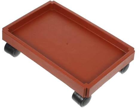 JOINPAYA Vassoio per Piante Rettangolare con Ruote Rosso Supporto Mobile in Plastica Rinforzata per Fioriere e Bonsai Facile da Spostare e Proteggere Sottovasi Interni ed Esterni