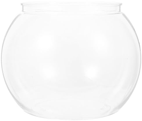 Toyvian Bocal à Poissons Rond Transparent Incassable en Plastique Haute Transparence, Petit Aquarium Polyvalent pour Poissons Rouges et Tortues, Décor de Bureau et Salon, Vase