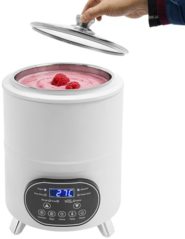 Yogurtera 8L de acero inoxidable 304, fermentador con temperatura ajustable 25-80 °C, temporizador 0-24 h, 400 W, para yogur, natto, vino de arroz, para familia y fiestas (blanco)