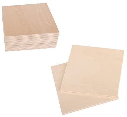 RDEXP Lot de 10 planches de bois brutes non peintes de 10 x 10 cm, 5 mm d'épaisseur, pour loisirs créatifs, sculpture, modélisme