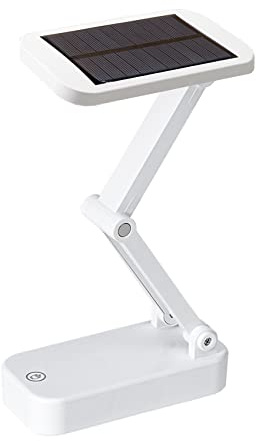 DINOWIN Lampada da tavolo solare, USB Ricaricabile Portatile 24 LED Mini lampada da tavolo solare Illuminazione interna da lettura, Lampade da lettura a letto