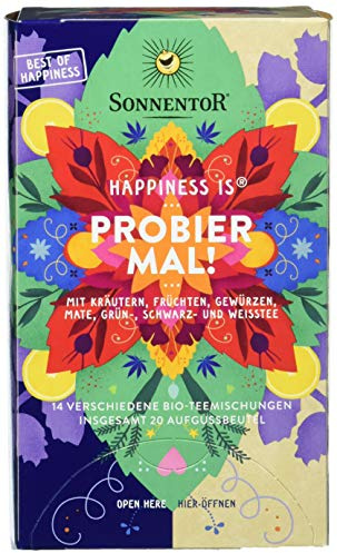 Sonnentor Bio Tee Probier mal! Happines is, 3er Pack (3 x 32 g)