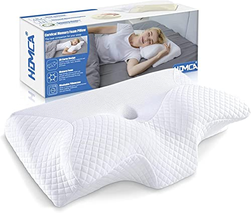 HOMCA Orthopädisches Kissen Memory Foam Nackenstützkissen für HWS Ergonomisches Kopfkissen für Rücken-, Seiten- und Bauchschläfer, 60 * 35 * 8/12cm