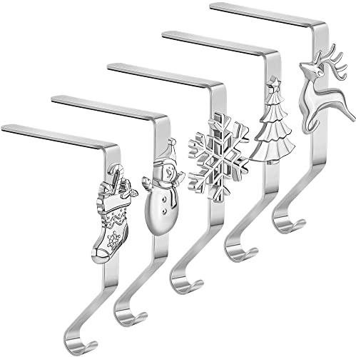 URATOT 5 Stück Weihnachtsstrumpfhalter Kaminhaken Aufhänger Weihnachtsstrumpf Clips in 5 Stilen für Weihnachtsfeier Dekoration