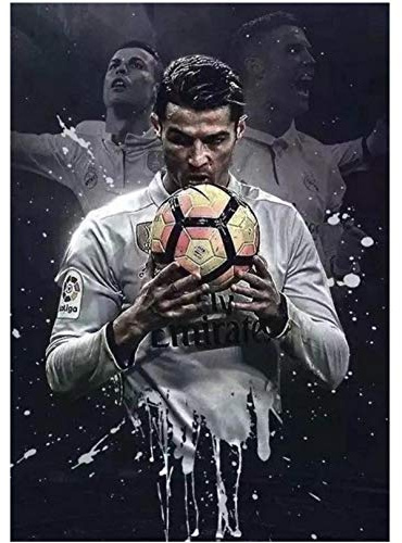 DNJKSA Fußball Sport Cristiano Ronaldo Wandkunst Poster Gemälde Bild Raumdekoration Schlafzimmer Dekor Druck auf Leinwand 50x70cm Kein Rahmen