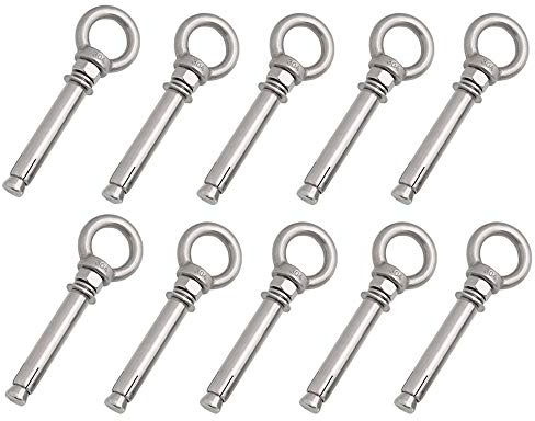 10 Stück M6 x 60mm, Ankerschrauben M6, 304 M6 Edelstahl Ringschrauben, Expansionsschraube M6, Augbolzen M6, Dehnschraube M6, Ringschraube, Ankerschrauben Edelstahl, Dehnschraube Mit Ring, Ringbolzen
