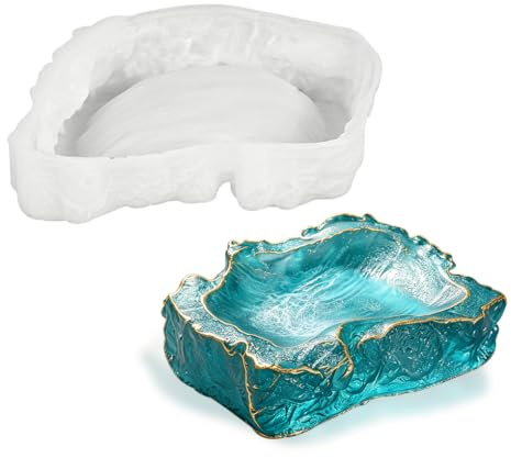 FineInno Stampi per Resina Epossidica Piatto Stampi Silicone Vassoio Soap Dish Resin Mold Stampi per Colata Portasapone DIY Piatto di Frutta Contenitori di Stoccaggio