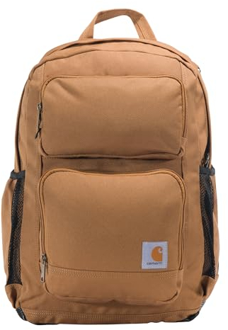 Carhartt Unisex 28 l Fassungsvermögen, robuster Rucksack abriebfester Duravax-Basis mit 17-Zoll-Laptophülle, Tablet-Aufbewahrung und tragbarem Ladegerätfach, Braun Brown, One Size
