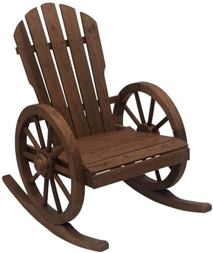 Outsunny Fauteuil de Jardin Adirondack Bascule Style Rustique Chic Marron
