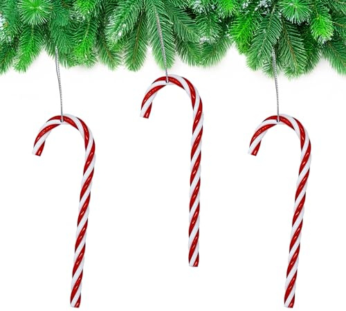Deko Zuckerstangen - 24 Stück - rot/weiß mit Aufhänger - für den Weihnachtsbaum Christbaumschmuck Weihnachtsdeko Adventsdeko Wichtelgeschenk