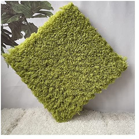 10 Stück Ineinandergreifende Teppichfliesen, Weiche, Zottelige Plüsch-Schaumstoffmatten, Flauschige Teppiche, Rutschfester Teppich, Spielmatte Für Zuhause, Wohnzimmer, Schlafzimmer(Color:Green)
